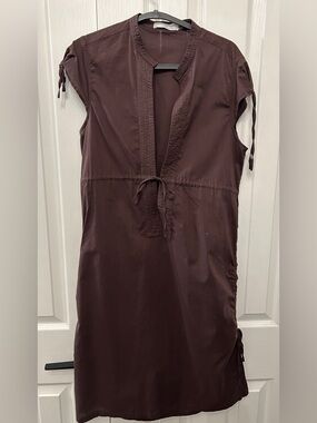 Seafolly Australia Cotton Cover Up Sz 14 Tie Front Ruched Beach Dress